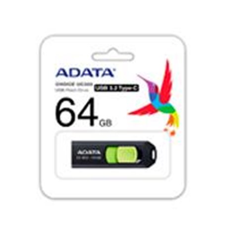 MEMORIA ADATA 64GB USB TIPO C UC300 RETRACTIL NEGRO VERDE