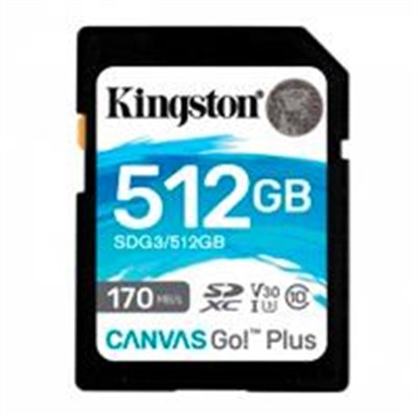 MEMORIA FLASH SD KINGSTON SDXC CANVAS GO PLUS 512GB 170RC10 UHS-I U3 V30(SDG3/512GB)