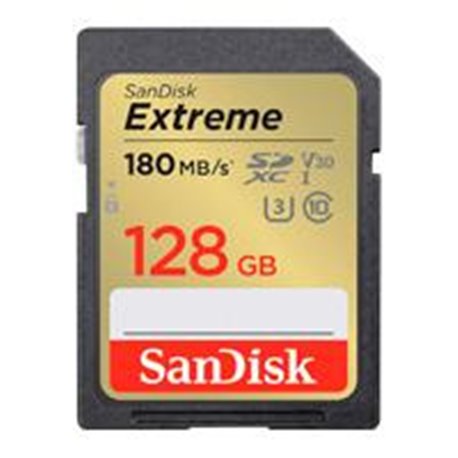 MEMORIA SANDISK SDXC 128GB EXTREME 180MB/S 4K CLASE 10 U3 V30 (SDSDXVA-128G-GNCIN)