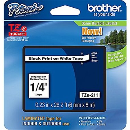 CINTA BROTHER TZe211 NEGRO-BLANCO PRINT TOUCH PT300/310B/330/530 6MM