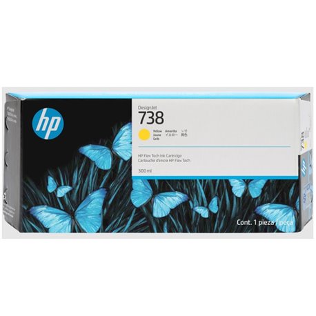 TINTA HP LF 738 676M8A AMARILLO DESIGNJET T850 / T950 300ML