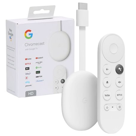 Google Chromcast HD transmisor de video con cable HDMI y Control Remoto de busqueda de voz GA03131-US