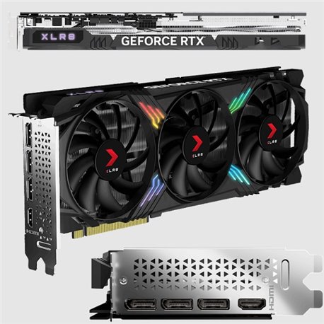 Tarjeta de video PNY 12GB Geforce RTX 4070 XLR8 SUPER Triple fan Verto Epicx GDDR6X 1HDMI 3DP
