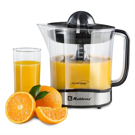Exprimidor de cítricos Koblenz CEKM-300 IN capacidad 1.5L jarra desmontable cono grande y pequeño carcasa acero inoxidable 100W