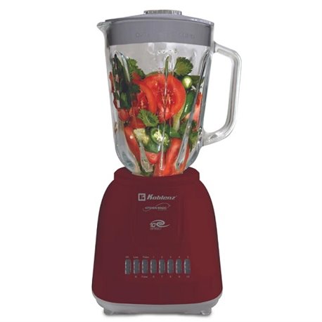 Licuadora Koblenz LKM-5970 VR vaso vidrio 1.5 litros cuchillas acero inoxidable con 4 aspas 10 velocidades + 2 pulsos motor 500W