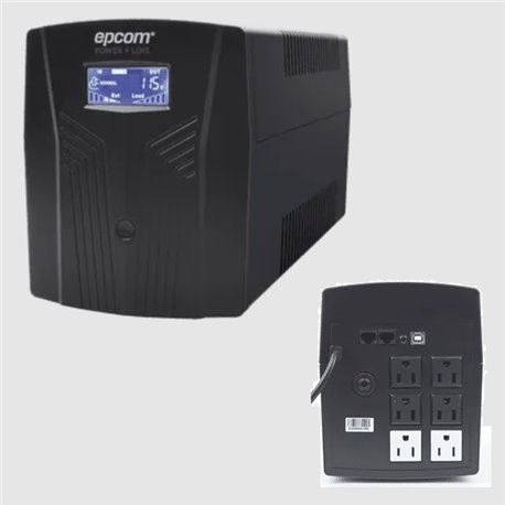 UPS Epcom Topologia Linea Interactiva EPU1200LCD 1200VA/720W / Entrada y Salida de 120 Vca / Clavija de Entrada NEMA