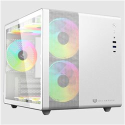 Gabinete Balam Rush Tank Mini GI930 Blanco ventana Mini-Tower ITX/Mini-ATX sin fuente 3 Ventiladores ARGB Instalados