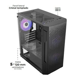 Gabinete Balam Rush ARTIC GI725 Negro 3*Ventiladores RGB sin fuente