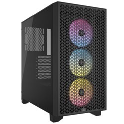 Gabinete Corsair 3000D RGB AIRFLOW negro cristal templado ATX media torre 3*ventiladores