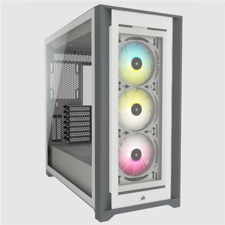Gabinete Corsair ICUE 5000X RGB blanco cristal templado ATX semitorre 3*ventiladores RGB Elite