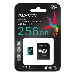 Memoria ADATA 256GB MicroSD HC UHS-I U3 V30S U3 A2 Aqua AUSDX256GUI3V30SA2-R