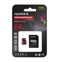 Memoria ADATA 64GB MicroSD XC HC UHS-I U3 V30S U3 A2 Clase 10 Roja AUSDX64GUI3V30SHA2RA