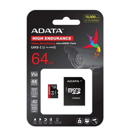 Memoria ADATA 64GB MicroSD XC HC UHS-I U3 V30S U3 A2 Clase 10 Roja AUSDX64GUI3V30SHA2RA