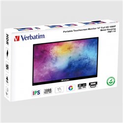 Monitor Tactil Verbatim 14 LED Portatil Resolucion 1920 X 1080 Full HD USB-C/HDMI Negro