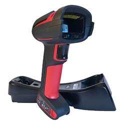 Lector de Codigo de Barras Honeywell Focus 1991ISR-3USB-5-N 5-N 2D Industrial Inalambrico con cable usb y base Rojo Negro