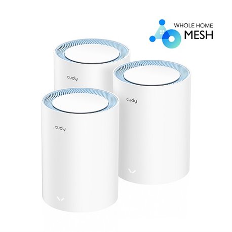 Sistema Mesh Cudy M1200 (3 piezas) Wi-Fi AC1200 (2 puertos ethernet 10/100 por pieza) seamless roaming