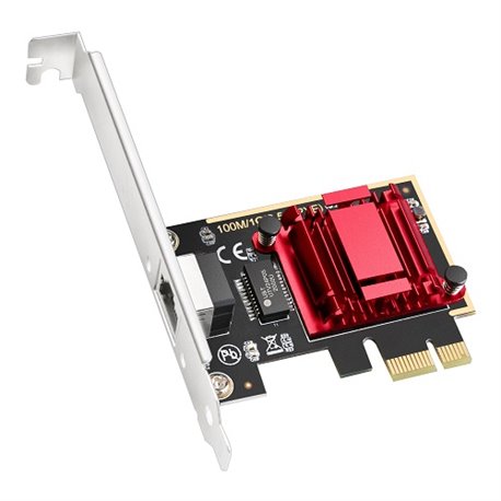 Adaptador Cudy PE25 PCI Express 1 puerto RJ45 hasta 2.5Gbps chipset RTL8125 soporte Wake-On-LAN
