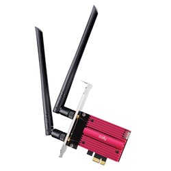 Adaptador inalámbrico PCIe Cudy WE3000S con Heatsink Wi-Fi 6E AX5400 Tri-Banda 6GHz+5GHz+2.4GHz Bluetooth 5.2 con 2 antenas exte