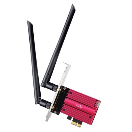 Adaptador inalámbrico PCIe Cudy WE3000S con Heatsink Wi-Fi 6E AX5400 Tri-Banda 6GHz+5GHz+2.4GHz Bluetooth 5.2 con 2 antenas exte