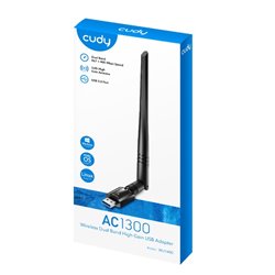 Adaptador inalámbrico USB 3.0 Cudy WU1400 Wi-Fi AC1300 (2.4Ghz 400Mbps y 5Ghz 867Mbps) antena externa de alta ganancia