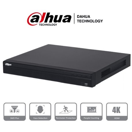 Nvr DAHUA 32 Canales 8 Mpx /4k 16 Puertos Poe Rendimiento de 160 Mbps Sorporta Camaras Wizense NVR4232-16P-4KS2/L