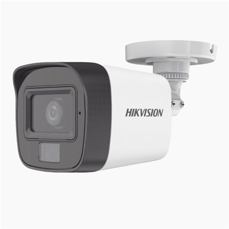 Camara Hikvision Bullet Turbo 2 Mpx Lente 2.8 mm Ir 30 mts 20 Mts luz blanca Metalica Exterior DS-2CE16D0T-LFS Microfono Integra