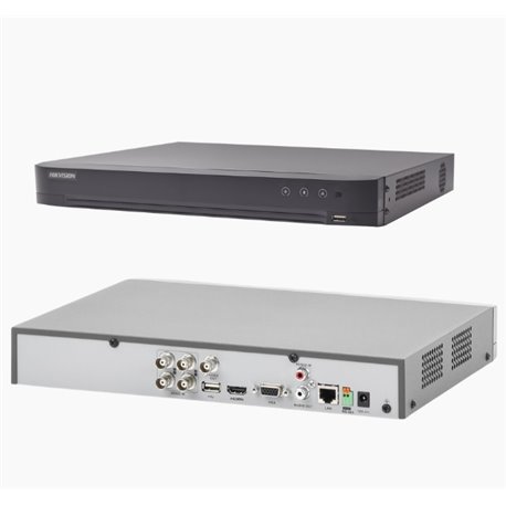 Dvr Hikvision 4 Canales 5 Mpx like- 3k Lite TurboHd+2 Canales Ip Acusense Evita Falsas Alarmas/ Audio por Coaxitron/ Reconocimie