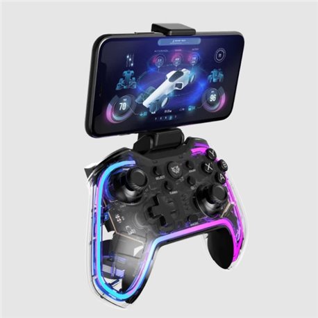 Control Balam Rush Glow G595 Azender Neon Transparente inalambrico Bluetooth Android, Nintendo Switch, PC, PlayStation 4, Playst