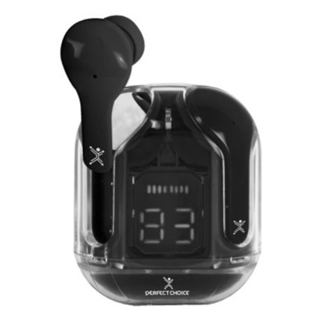 Audifonos Perfect Choice Inalambricos TWS ClearBeat Estuche Transparente Bluetooth Negro