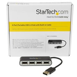 Adaptador StarTech Concentrador Hub USB 2.0 de 4 Puertos con Cable Integrado - Hub Portátil USB 2.0 StarTech.com