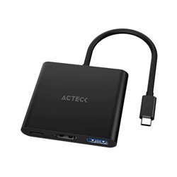 Adaptador Acteck Shift Plus AH445 3 en 1 Para Video Hasta 4k USB C a HDMI/USB 3.0/PD 100W Macho a Hembra