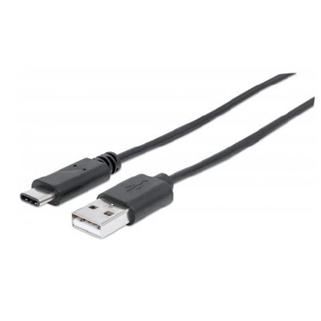 Cable Manhattan USB-C V2.0 C-A 1M Negro 480Mbps