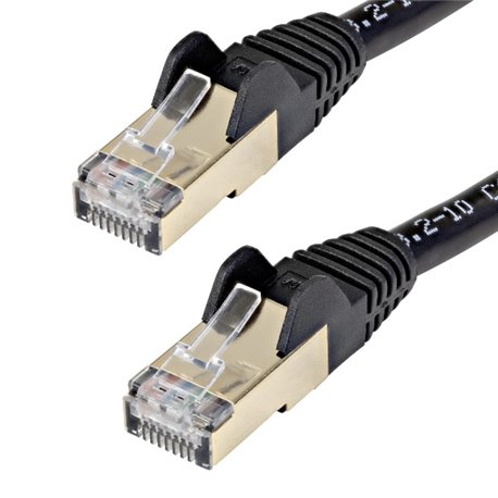 Cable StarTech de Red de 3M Negro Cat6 Ethernet Snagless Blindado 10 Gigabit RJ45 PoE de 100W