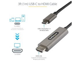 Cable Startech CDP2HDMM1MH USB tipo C a HDMI Blanco 3M 4K 60hz Thuderbolt 3