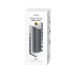 Docking Station Cudy CS700 USB-C Dual 4K 10Gbps DisplayLink Chip 2x 10 Gbps USB-C 4x 10 Gbps USB-A 3.2 2x HDMI 2x DP 1x RJ45 gig