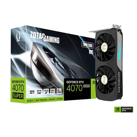 Tarjeta de video Zotac 12GB GeForce RTX 4070 SUPER Twin Edge 2xfan GDDR6X DLSS 3.5 OC 1xHDMI 3xDP ZT-D40720H-10M