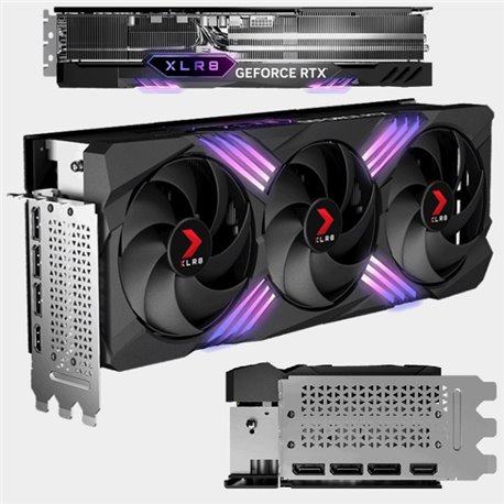 Tarjeta de video PNY 16GB GeForce RTX 4080 SUPER XLR8 Gaming Verto Epic-X RGB TF 3xfan GDDR6X DLSS 3 OC 1xHDMI 3xDP VCG4080S16TF