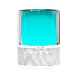 Bocina Acteck Glee Pure AP50 Blanco portaitl Bluetooth 5.2 Iluminación de Efectos Series bateria recargable 3.5h 10W