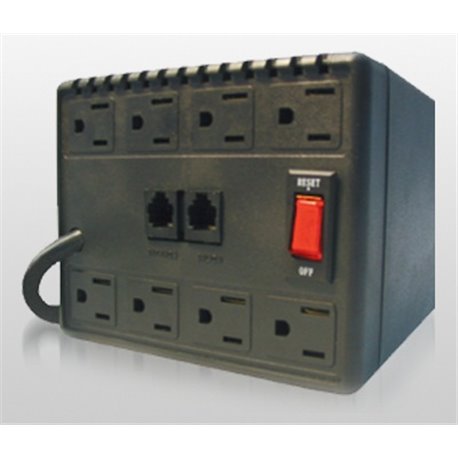Regulador de voltaje COMPLET RPlus 2000 ERV-5-014 2000VA 1000W con supresor integrado 504J 8 NEMA 5-15R 120V entrada/salida
