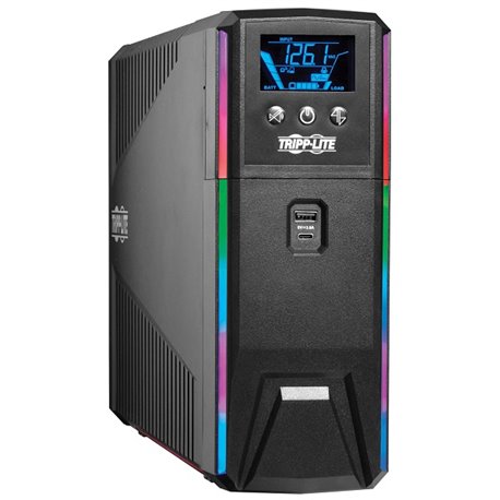 UPS TrippLite SMART1500PSGLCD Gaming torre Onda Sinusoidal Pura 1500VA/900W 120V LCD AVR LEDs RGB 10 NEMA 5-15R Carga USB