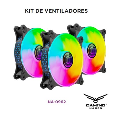 Kit de ventiladores Naceb 3 piezas 12x12x25 cm ARGB