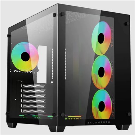 Gabinete Balam Rush Tank Pro GM930 Negro ventana RGB Midi-Tower Micro-ATX/Mini-ITX sin fuente 4 Ventiladores ARGB Instalados