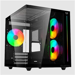 Gabinete Balam Rush Tank Pro Evo GM955 Negro ventana RGB Mini-Tower ITX/Micro-ATX sin fuente 3 Ventiladores ARGB Instalados