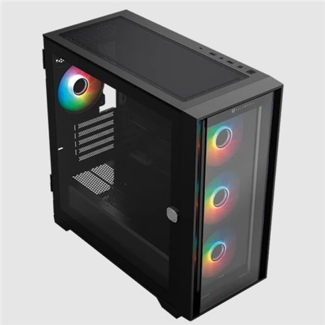 Gabinete Balam Rush Twin Mate 8000B Media torre negro cristal 4xVentiladores ARGB Mini ITX/Micro ATX sin fuente panel frontal in