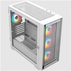 Gabinete Balam Rush Twin Mate 8000B Media torre blanco cristal 4xVentiladores ARGB Mini ITX/Micro ATX sin fuente panel frontal i