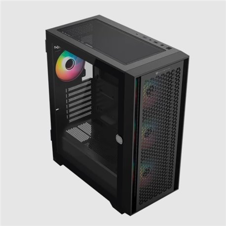 Gabinete Balam Rush Twin Mate 7000B Media torre negro cristal 4xVentiladores ARGB ATX sin fuente panel frontal intercambiable cr