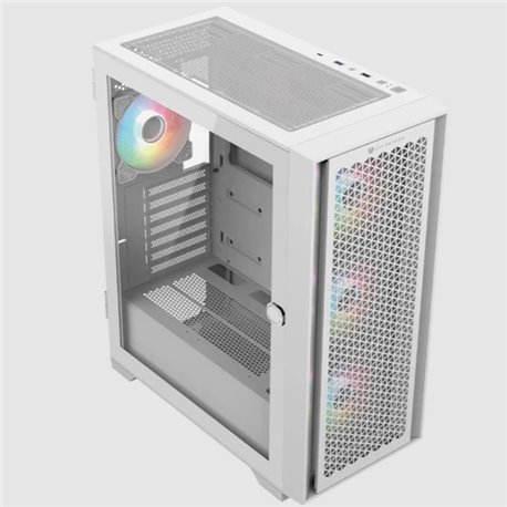 Gabinete Balam Rush Twin Mate 7000B Media torre blanco cristal 4xVentiladores ARGB ATX sin fuente panel frontal intercambiable c