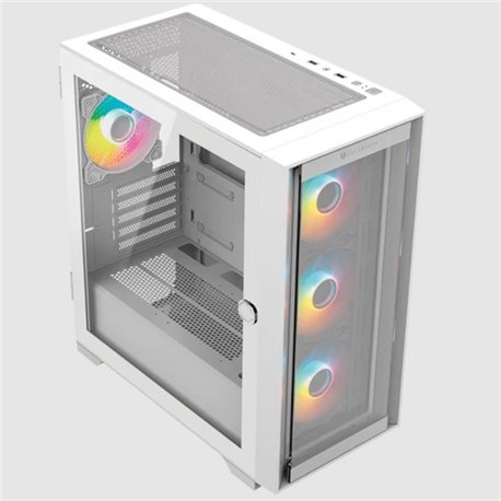Gabinete Balam Rush Twin Mate 6000B Media torre blanco cristal 4xVentiladores ARGB Mini ATX / Mico ATX sin fuente panel frontal 