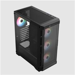 Gabinete Balam Rush Twin Mate 5000 Media torre negro cristal 4xVentiladores ARGB ATX sin fuente panel frontal intercambiable cri
