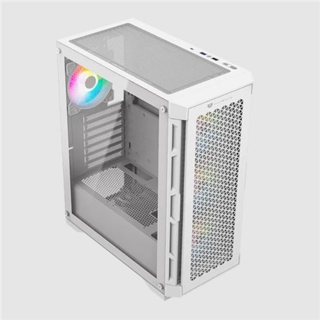 Gabinete Balam Rush Twin Mate 5000 Media torre blanco cristal 4xVentiladores ARGB ATX sin fuente panel frontal intercambiable cr